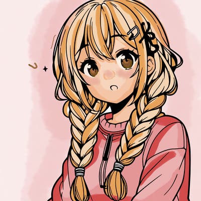 anime woman with braids