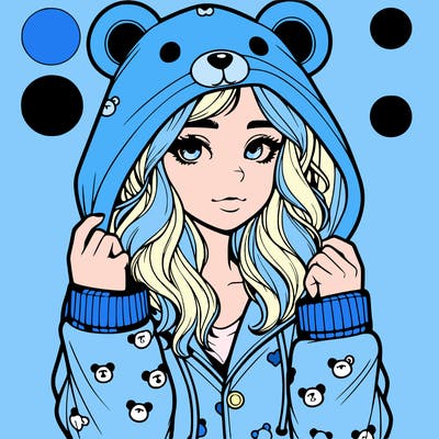 realistic girl in a animal pjs hoodie