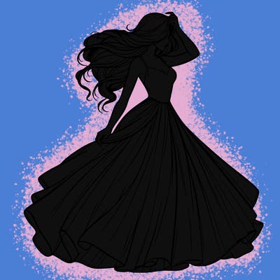 realistic woman with dress flowing in the wind