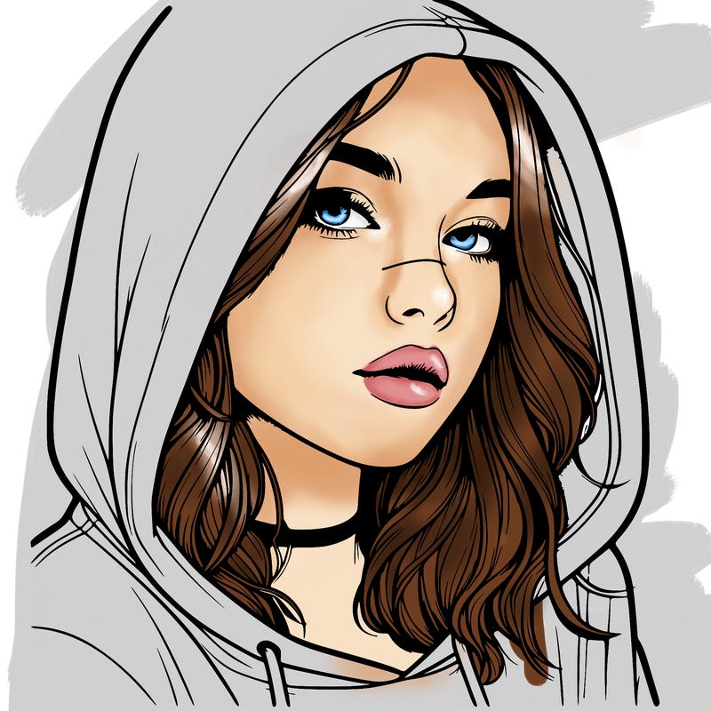 realistic girl with hood on