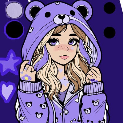 realistic girl in a animal pjs hoodie