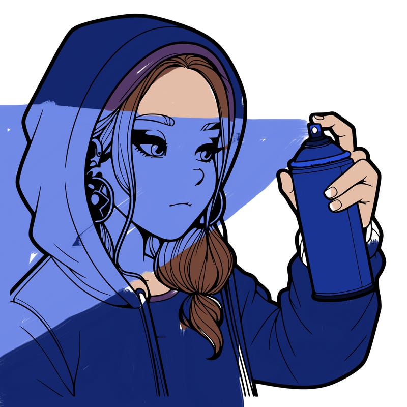 a realistic girl, spray painting