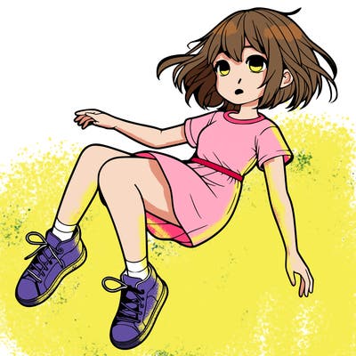 a realistic girl floating