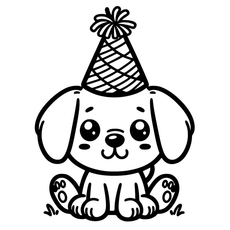 puppy with party hat