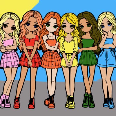 a group of girls realistic