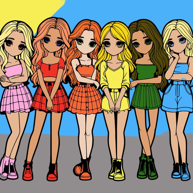 a group of girls realistic