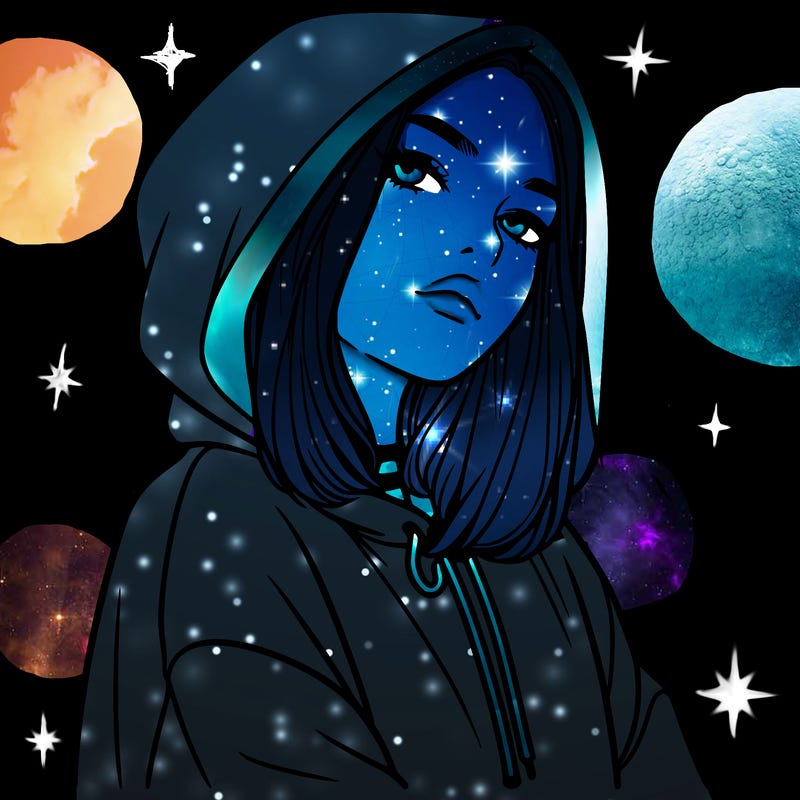 a realistic girl in a hoodie