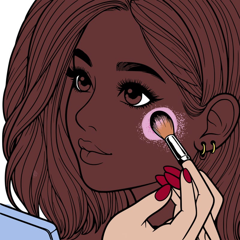 a realistic girl doing her makeup