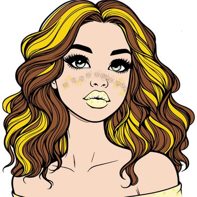 realistic girl with wavy hair and lips