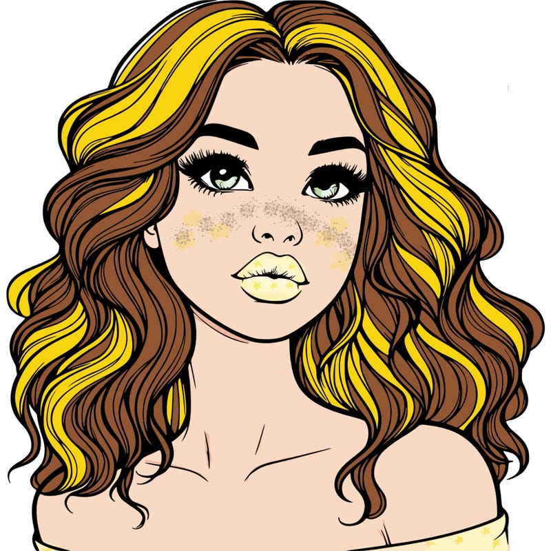 realistic girl with wavy hair and lips