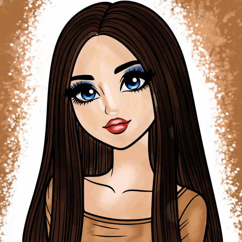 realistic girl with straight and long hair