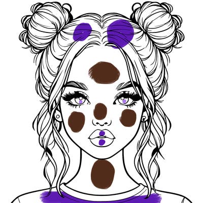 realistic girl with two buns in hair and lips