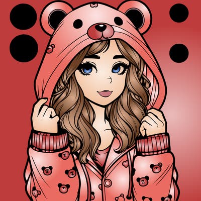 realistic girl in a animal pjs hoodie