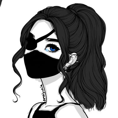 realistic girl with a ponytail on her hair and lips