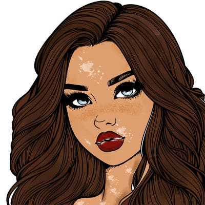 realistic girl with long hair  and lips