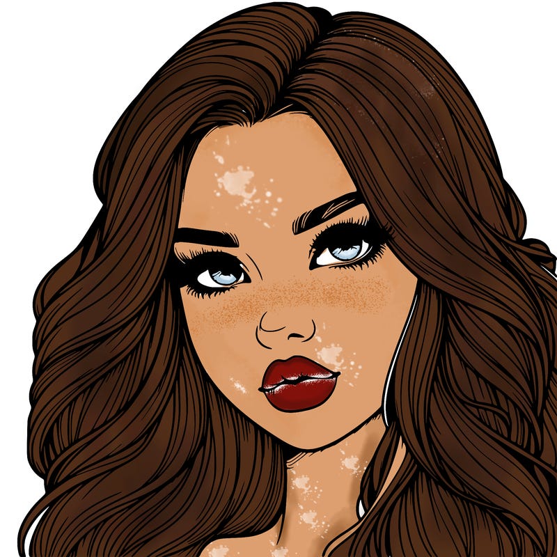 realistic girl with long hair  and lips