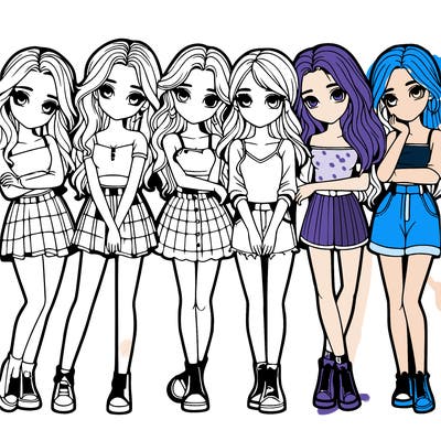 a group of girls realistic