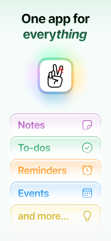 Twos: Get Things Off Your Mind - Twos app interface showing its core features including notes to-dos reminders and events under the headline One app for everything