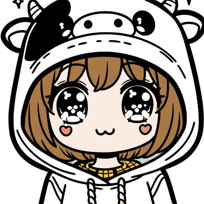 kawaii girl with cow hoodie