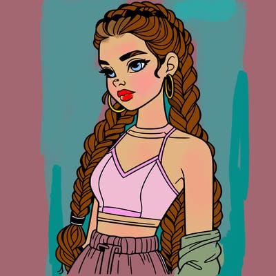 beautiful woman with braided hair crop top