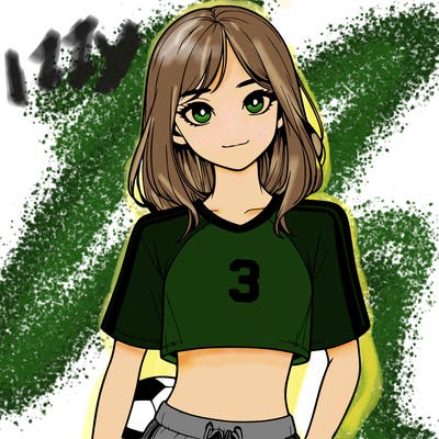 realistic girl wearing soccer jersey