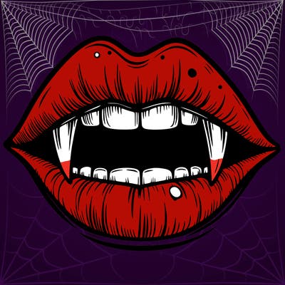 lips with vampire teeth