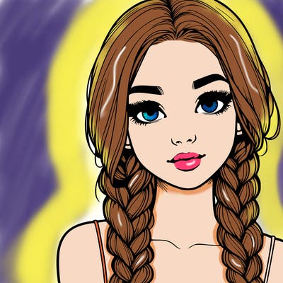 realistic girl with braids