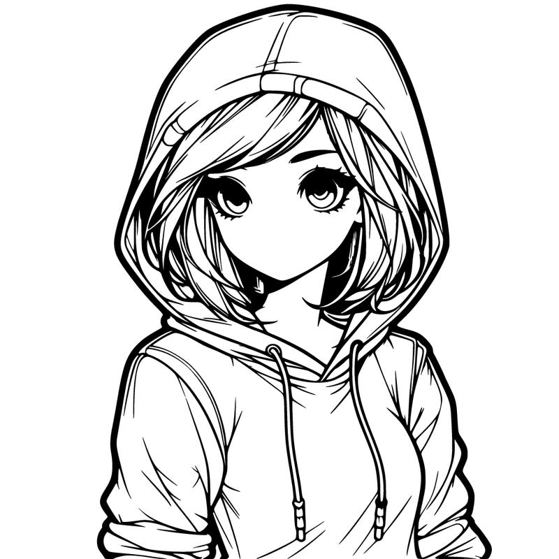 realistic girl with hoodie
