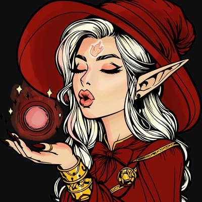 realistic elf casting a spell with lips