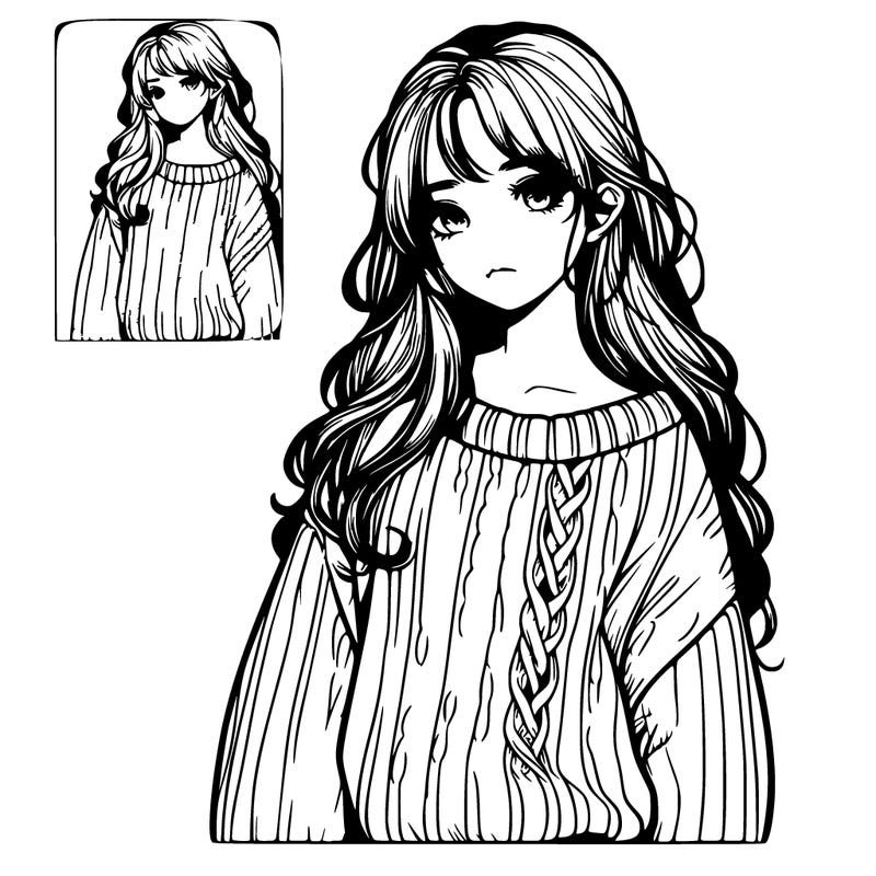 realistic girl in a sweater