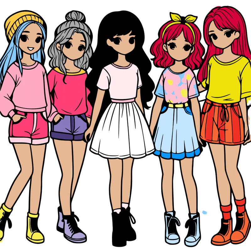 a group of five girls