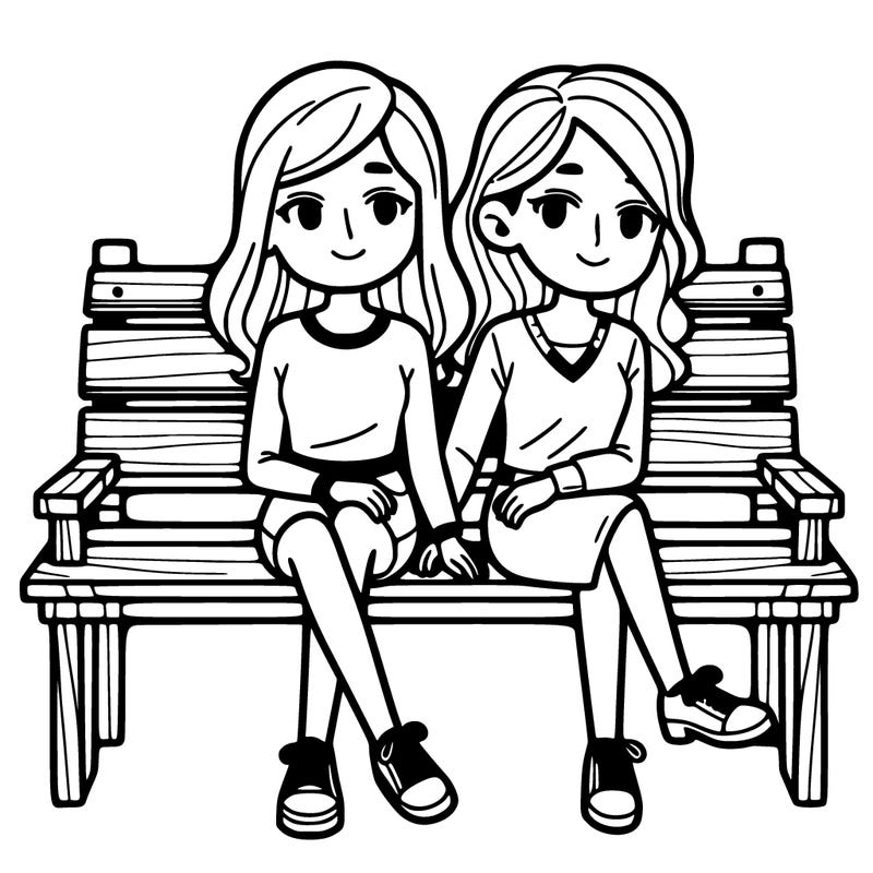 a couple of two women  on a bench
