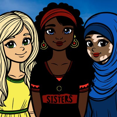 three sisters with a best sisters necklace