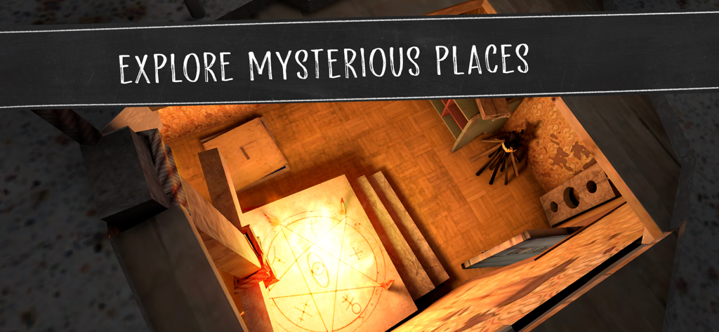 A mysterious room with a glowing pentagram symbol in the Evil Nun horror game