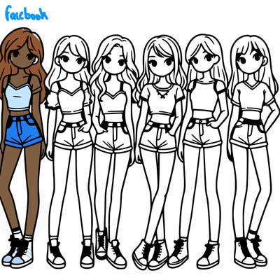 a group of girls wearing crop tops and shorts