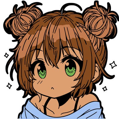 a manga girl with messy small buns
