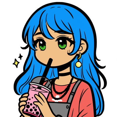 teenage girl drinking boba