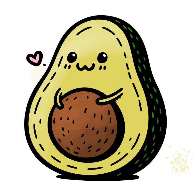 an avocado hugging an avocado