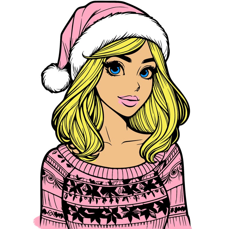 realistic lady in a christmas sweater