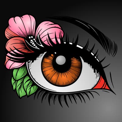 realistic eye with flower