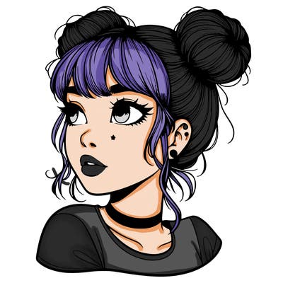 realistic girl with spacebuns