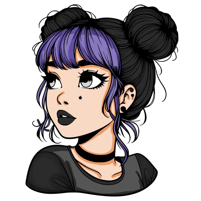 realistic girl with spacebuns