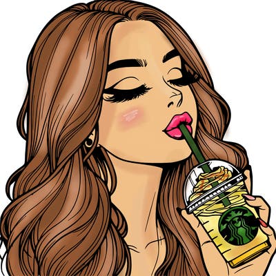 realistic girl drinking starbucks