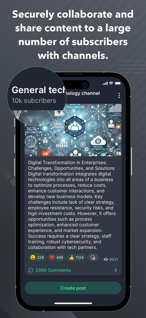Signet - Signet app interface showing a secure business communication channel with professional content