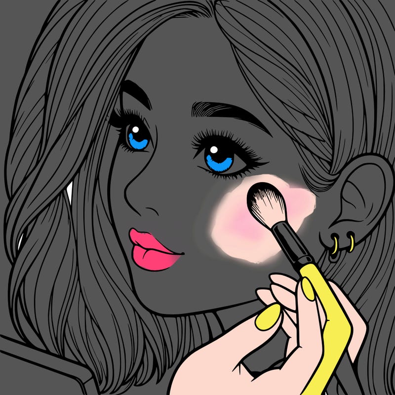 a realistic girl doing her makeup