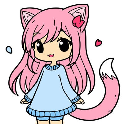 girl with cat ears and tail