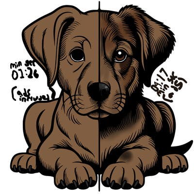 realistic dog split picture