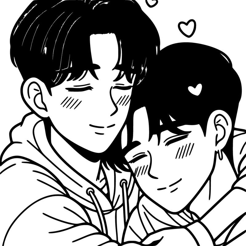 korean teen boys cuddling