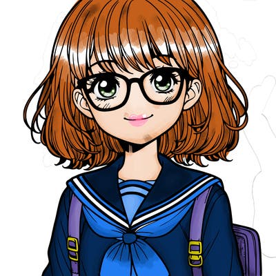 school girl with glasses