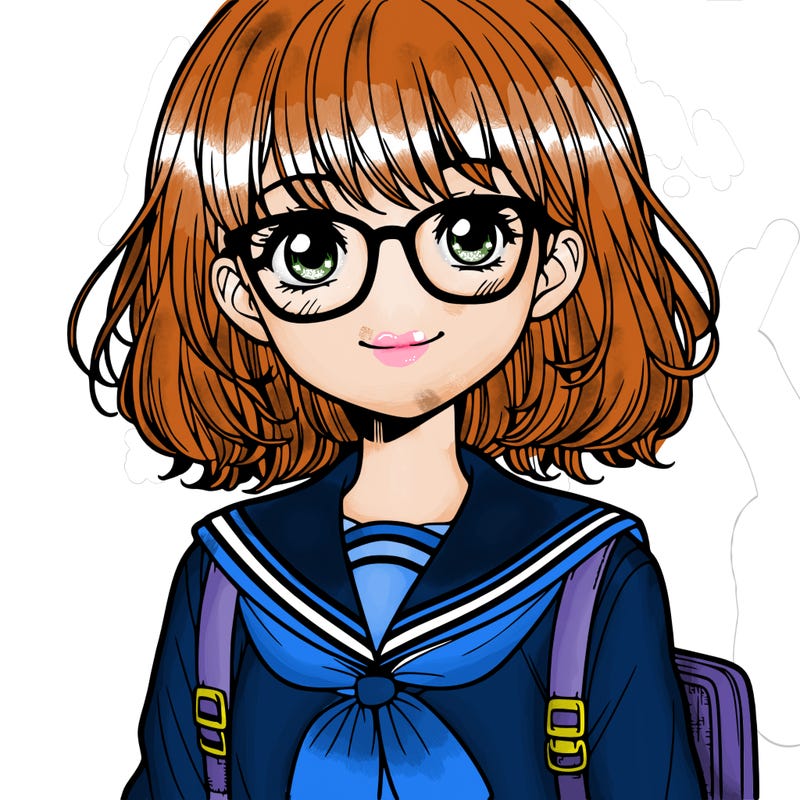 school girl with glasses